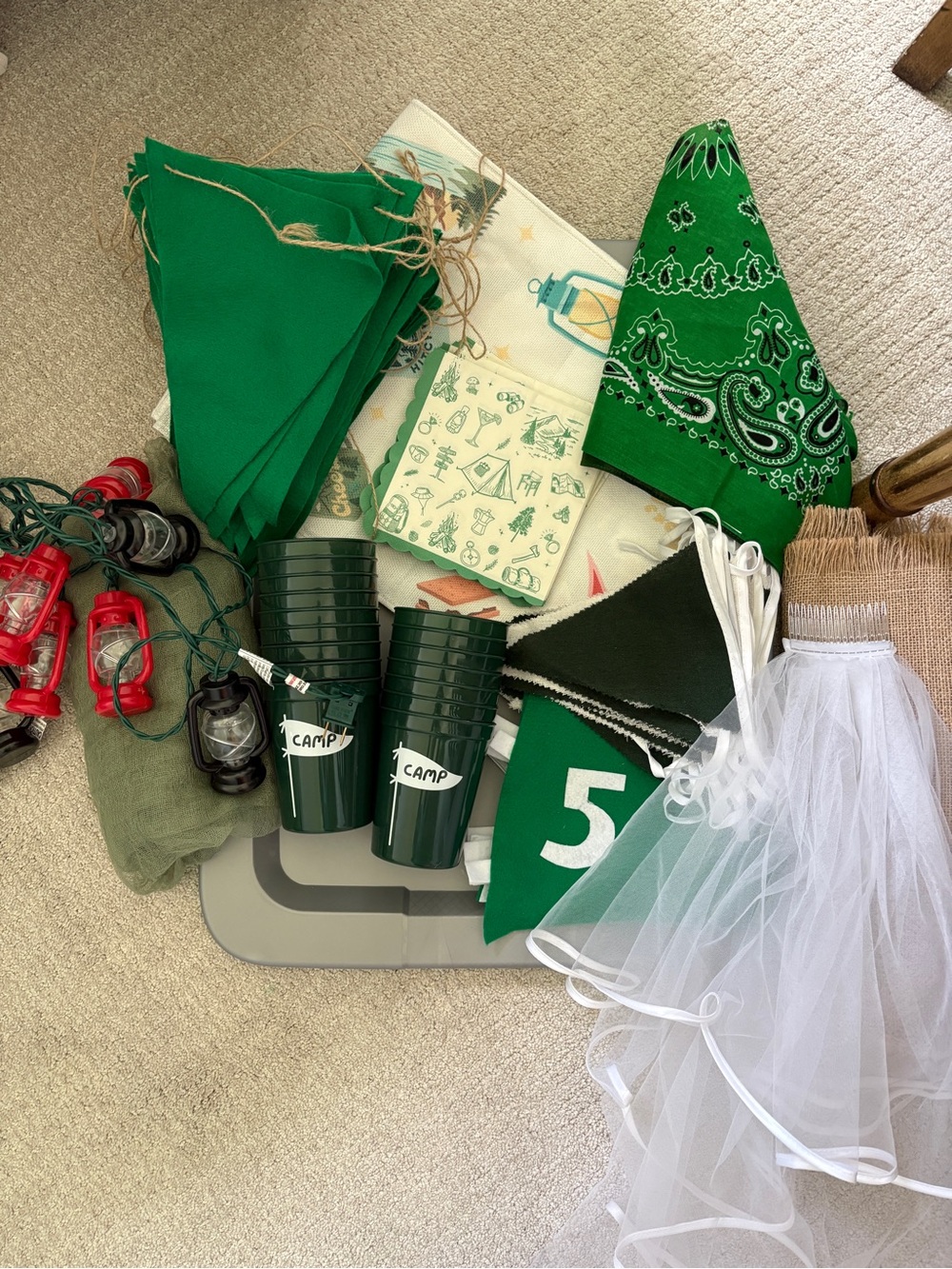 Camp Bachelorette Party Decor Bundle - Bandana, Cups & Flags